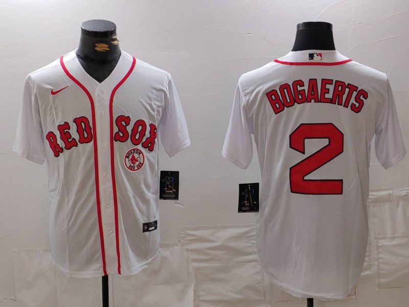 Men Boston Red Sox #2 Bogaerts White Game 2024 Nike MLB Jersey style 3